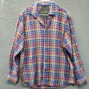 Visconti‎ Black Multicolor Plaid Rainbow Large Check Button Down L